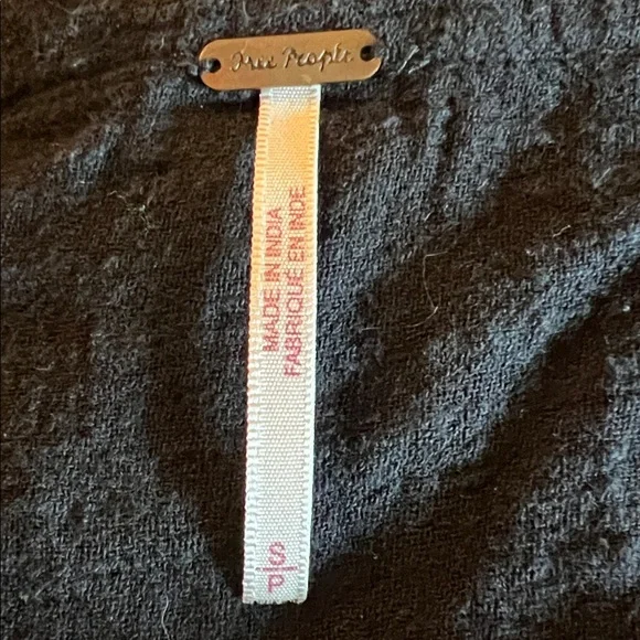 Free People Santiago Embroidered Mini Dress black cotton gauze white floral S - Picture 7 of 7